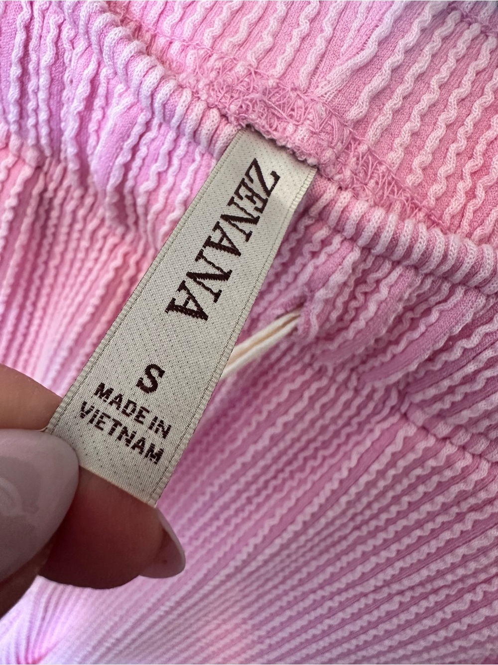 EUC🩷Zenana Raised Rib Short Sleeve Tee & Pants Set light pink - Picture 6 of 10